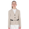 Veste de concours trois boutons fille en mesh Equestro - Marine blazer