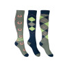 Chaussettes HKM Cardiff par 3 - Bleu marine / olive