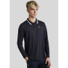 Polo Montar MoDrake homme col contrastée manches longues - Marine foncé
