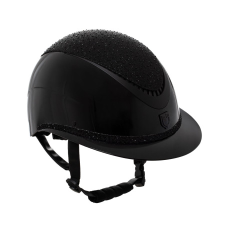Luxe helm met brede klep en strass goedgekeurd volgens EN 1384-2023 Equestro