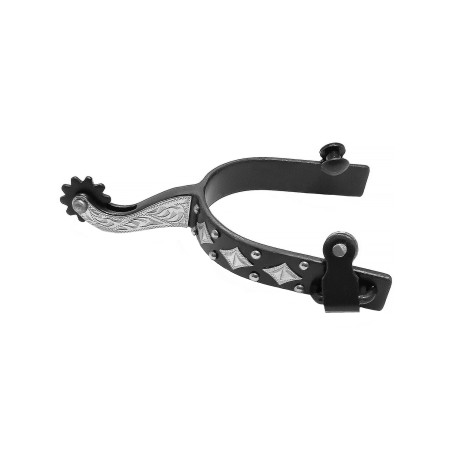 Zwarte westernsporen van Pool's met versieringen van roestvrij staal