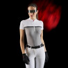 Concours polo voor dames Equestro Ridertechnology in geperforeerde stof - Wit / spotvogel