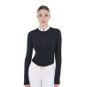 Polo dec concours slim fit femme avec inserts en mesh Equestro - Noir