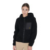 Sweat-shirt femme en polaire avec poche Equestro - Noir