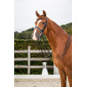 Bride Dy'on collection dressage cuir plat Muserolle Large Vernie Doublure Blanche - Noir