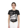 T-shirt en coton Equestro femme Horse Lover - Noir