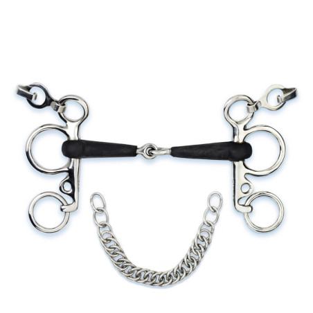 Pelham Stübben-bit 2242 met rubber bekleed, mondstuk 16 mm