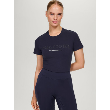 T-shirt Tommy Hilfiger Equestrian Belmont met korte mouwen en strass voor dames