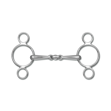 Bit met 3 ringen Waldhausen dubbel gebroken massief