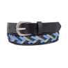 Gevlochten riem ELT Karla - Hemelsblauw / beige / asfalt