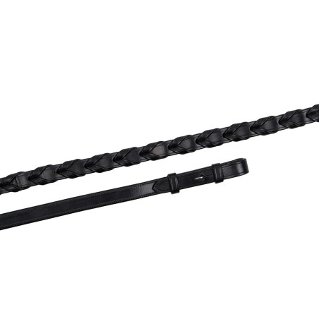 Gevlochten lederen teugels Montar Franse bevestiging