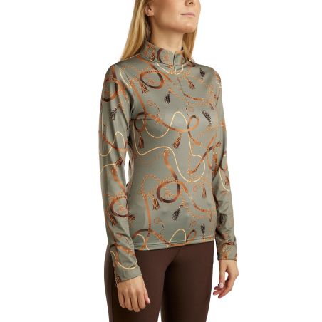 Damespolo met lange mouwen Montar Haily bridle print