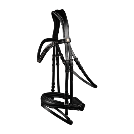 Waldhausen S-Line Blackshine gelakte hoofdstel met gecombineerde pull back neusriem