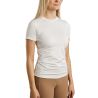 T-shirt van tricot met korte mouwen Montar MoStella lasergedrukt logo dames - Wit