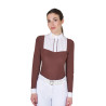 Polo de concours Femme Manches Longues avec Plis en Coton Equestro - Marron