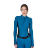 Dames Trainingspolo Lange Mouwen Equestro - Koraalblauw
