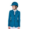 Veste de concours femme en tissu technique stretch Equestro - Bleu corail