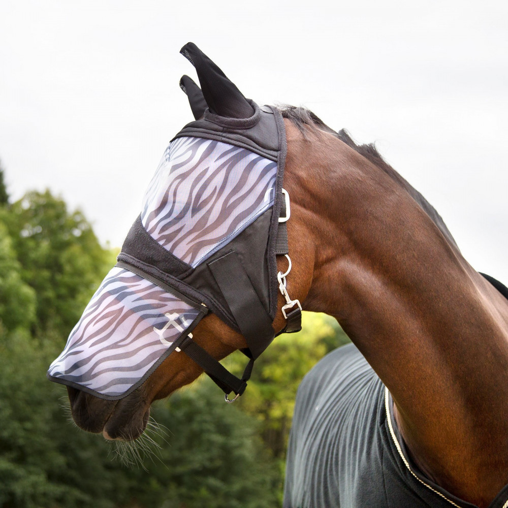 Voile Anti-mouches Pour Poney HKM – Marron Et Or – Occasion (léger Délavage)