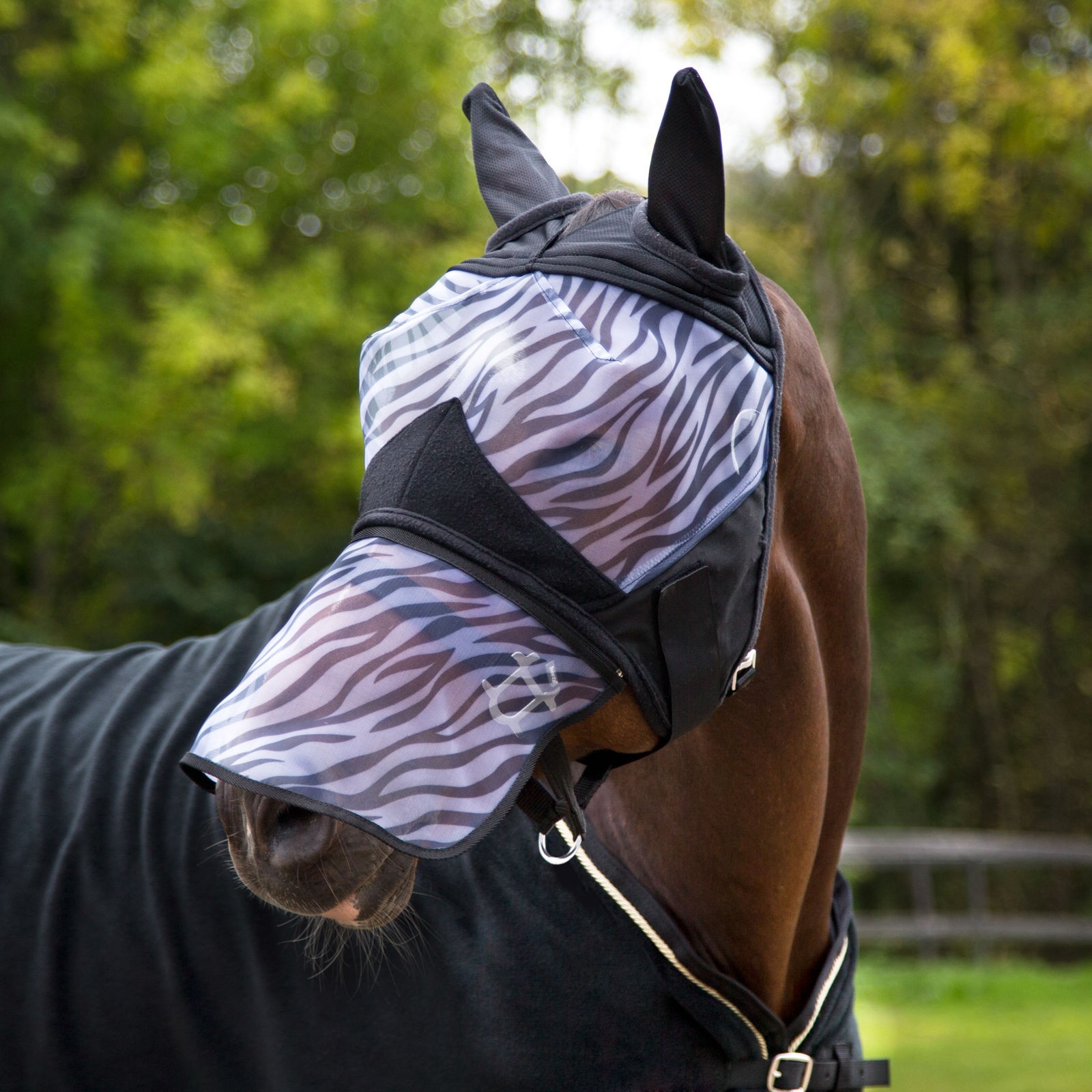 Vliegenmasker Zebra Horze Zwart Vliegenmasker Zebra Horze Zwart