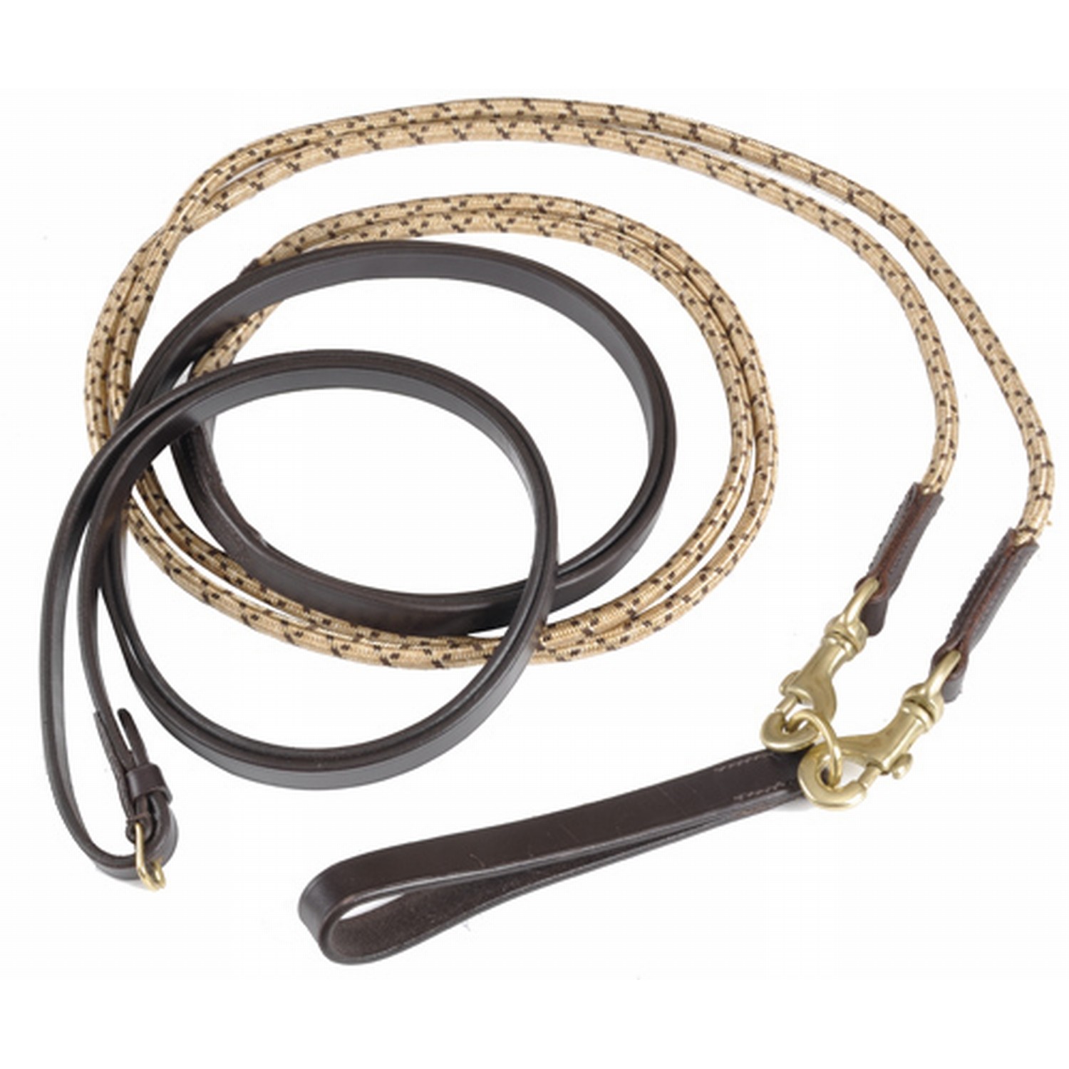 Rênes allemandes corde et cuir T de T Marron