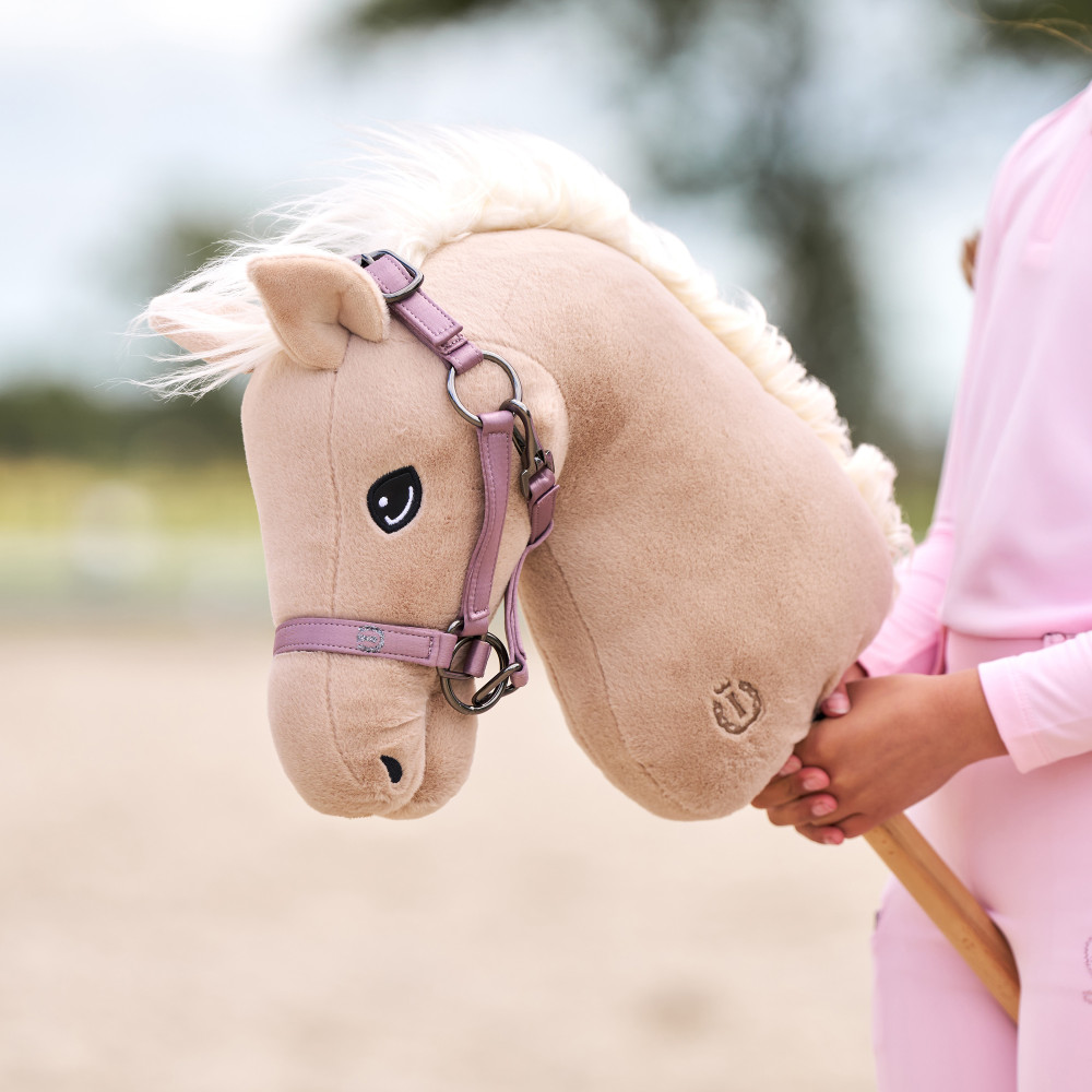 Licol Éthologique + Longe + Couverture + Bonnet Anti-Mouches Pour Hobby Horse - Noir Et Rose