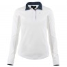 Polo manches longues Blaire Horze femme - Blanc / bleu marine