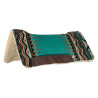 Tapis de selle western inserts en cuir et rembourrage en laine synthétique Pool's - Turquoise / orange