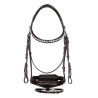 Bridon anglais Equestro en cuir strass neuf - Marron foncé