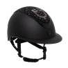 Casque Equestro mat visière large avec logo strass homologué EN 1384-2023 - Noir / noir brillant