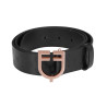Ceinture Equestro cuir noir boucle rose gold - Noir