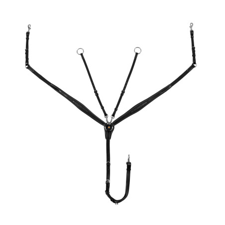 Collier de chasse Equestro en cuir à surpiqûre fantaisie avec martingale amovible