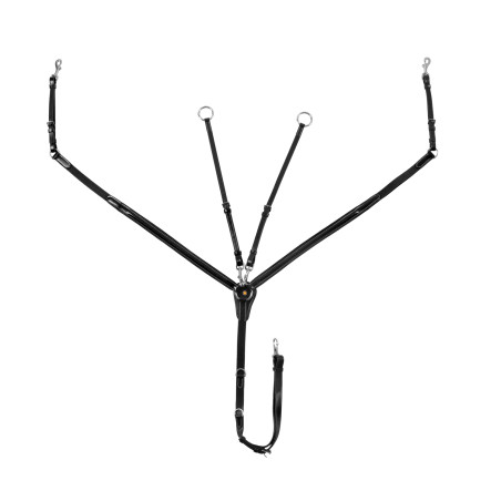 Collier de chasse Equestro en cuir avec inserts élastiques et martingale amovible