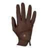Gants unisexes Equestro en cuir synthétique fermeture auto-agrippante - Marron foncé