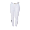 Pantalon d’équitation femme Equestro x FISE grip genoux - Blanc