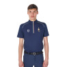 Heren trainingspolo Equestro x FISE met rits, Italiaanse vlag, korte mouwen - Marineblazer