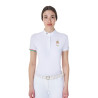 Wedstrijdpolo Equestro x FISE dames slim fit met korte mouwen - Wit