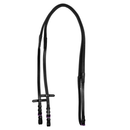 Rênes en cuir et caoutchouc Equestro violet fitting