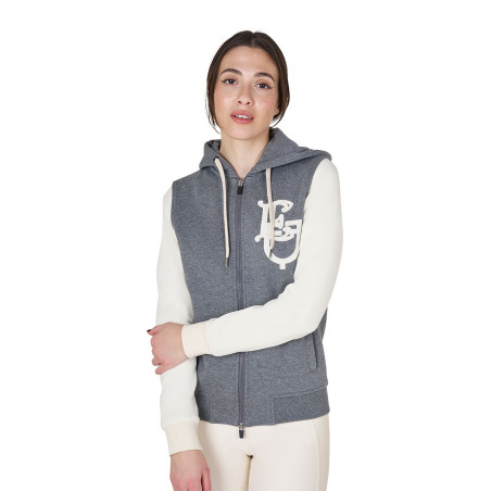 Dames sweatshirt Equestro EQ tweekleurig met ritssluiting aan de voorkant