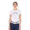 T-shirt femme Equestro Cannes coton avec strass manches courtes - Blanc