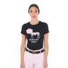 Dames T-shirt Equestro Head In The Clouds van katoen met korte mouwen - Zwart