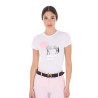 T-shirt femme Equestro Head In The Clouds en coton manches courtes - Blanc