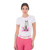 T-shirt femme Equestro So Lovely en coton manches courtes - Blanc