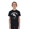 T-shirt fille Equestro Jumping Horse Club coton manches courtes - Noir