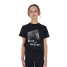 T-shirt fille Equestro Ready To The Party en coton avec strass manches courtes - Noir