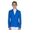 Kinderwedstrijdjas Equestro slim fit met drie knopen - Blauw kwarts