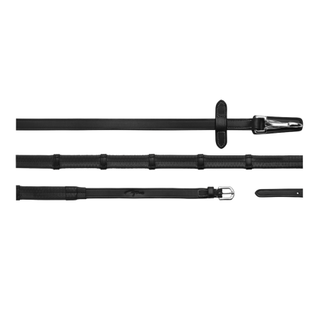 Rubberen teugels 5/8" Dy'on Working-collectie met lederen stops en musketonhaak