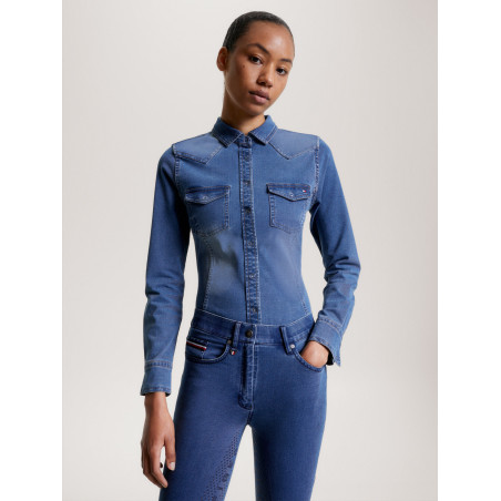 Chemise en denim Tommy Hilfiger Equestrian stretch woodside femme