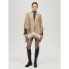 Poncho tricoté rayure Tommy Hilfiger Equestrian fermeture - Taupe