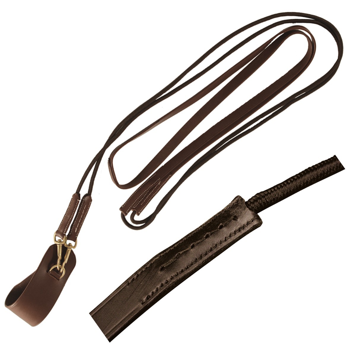 Rênes allemandes cuir/corde Chetak Marron