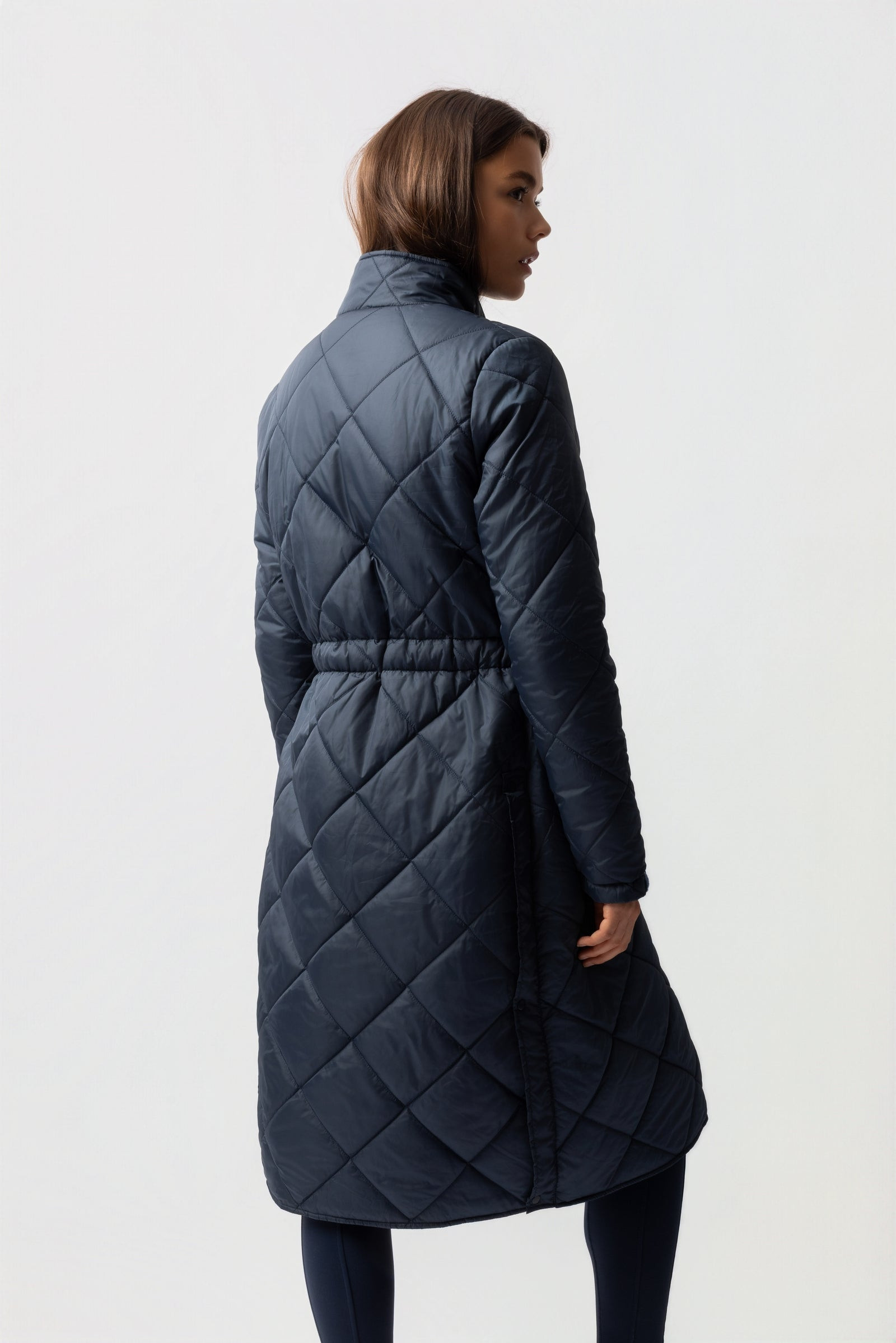 Lange onderjas voor de waterdichte jas Horze Hazel Marine titaan Marineblauw